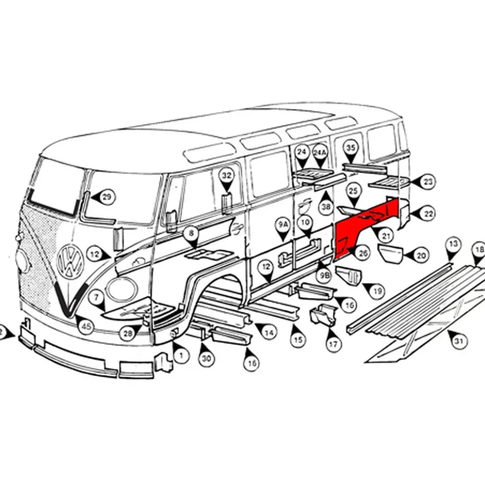 Aile arrière gauche pour VOLKSWAGEN Combi Split Brazil (1957-1975)
