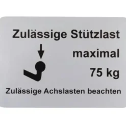 Autocollant charge maxi attelage pour VOLKSWAGEN Transporter T25 (05/1979-07/1992) - 75kg