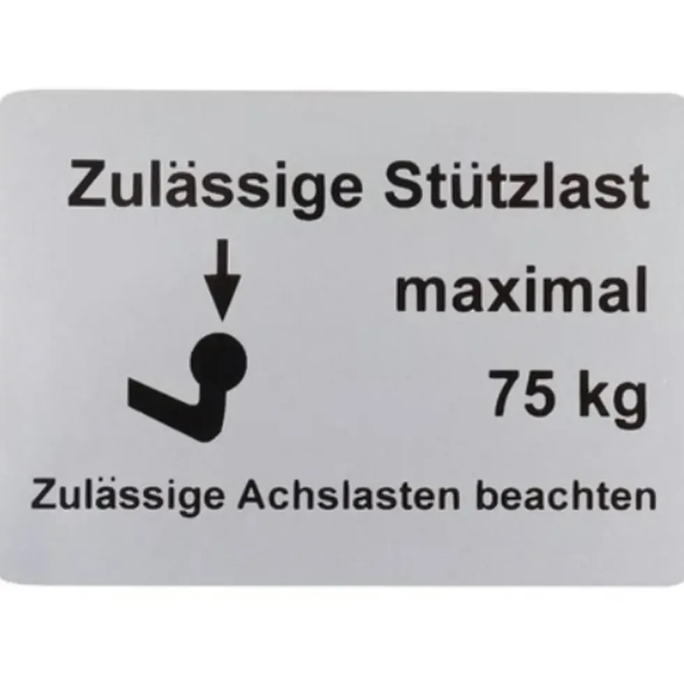 Autocollant charge maxi attelage pour VOLKSWAGEN Transporter T25 (05/1979-07/1992) - 75kg