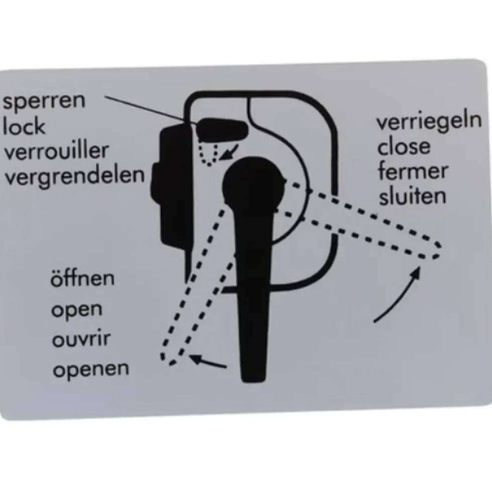 Autocollant d'information d'ouverture de la porte coulissante pour VOLKSWAGEN Combi Bay Window (08/1967-07/1979)
