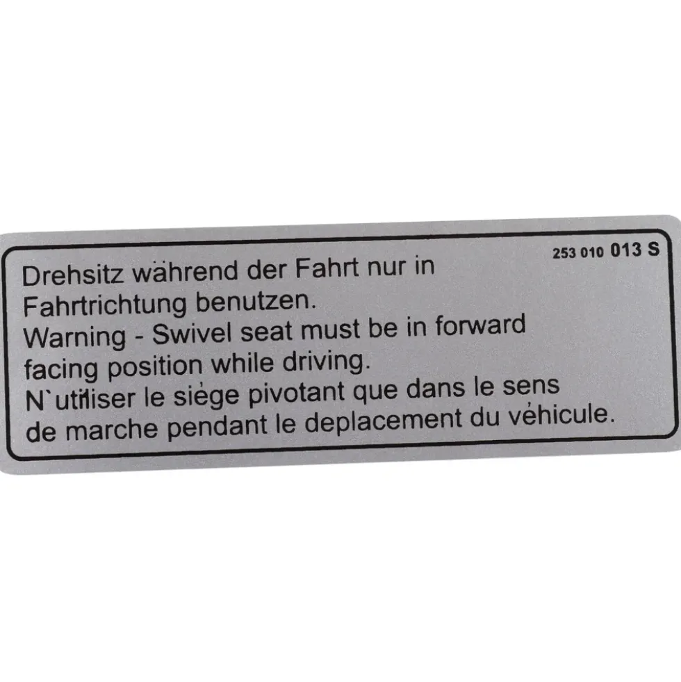Autocollant d'information siège pivotant pour VOLKSWAGEN Transporter T25 (05/1979-07/1992)