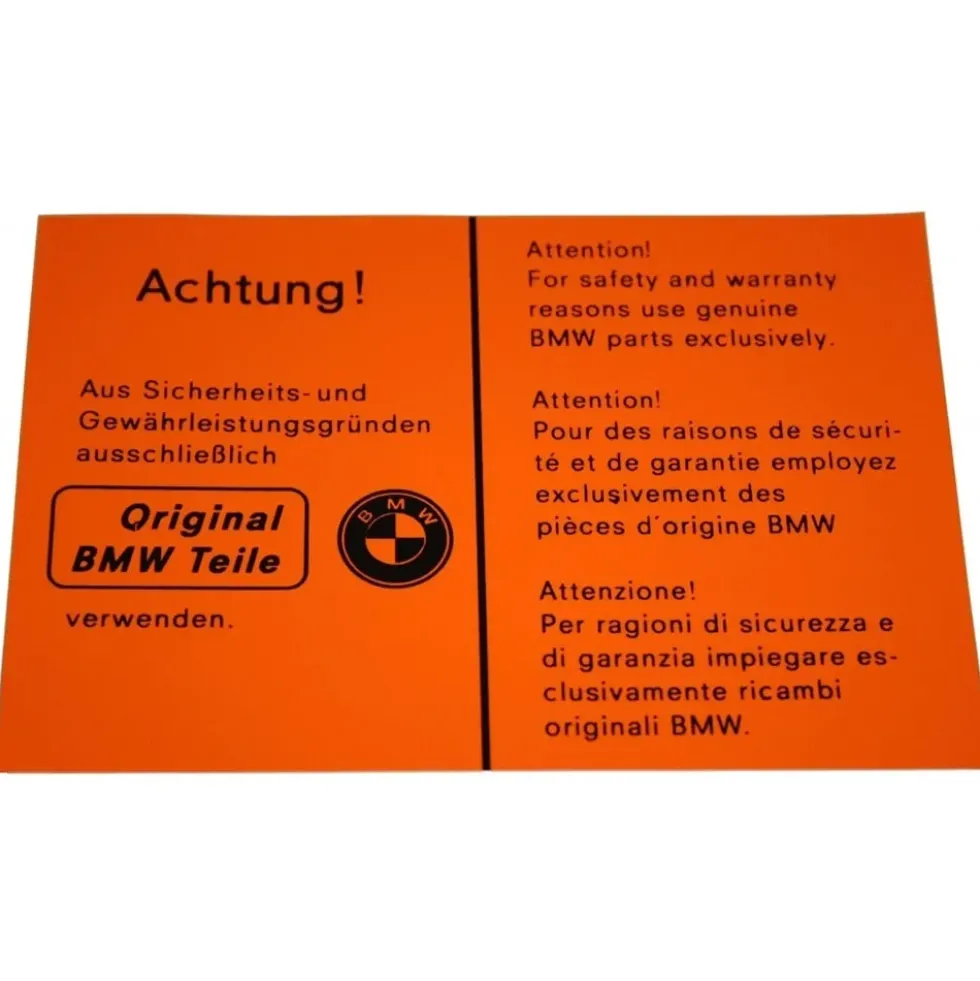 Autocollant orange "Original BMW Teile"