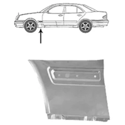 Bas d'aile avant gauche pour Mercedes Classe E W210 Berline et S210 Break (06/1995-03/2003)