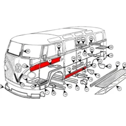 Bas de caisse extérieur pour VOLKSWAGEN Combi Split Brazil (1957-1975)