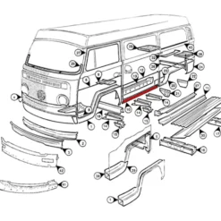 Bas de caisse latéral gauche pour VOLKSWAGEN Combi Bay Window (08/1967-07/1979)
