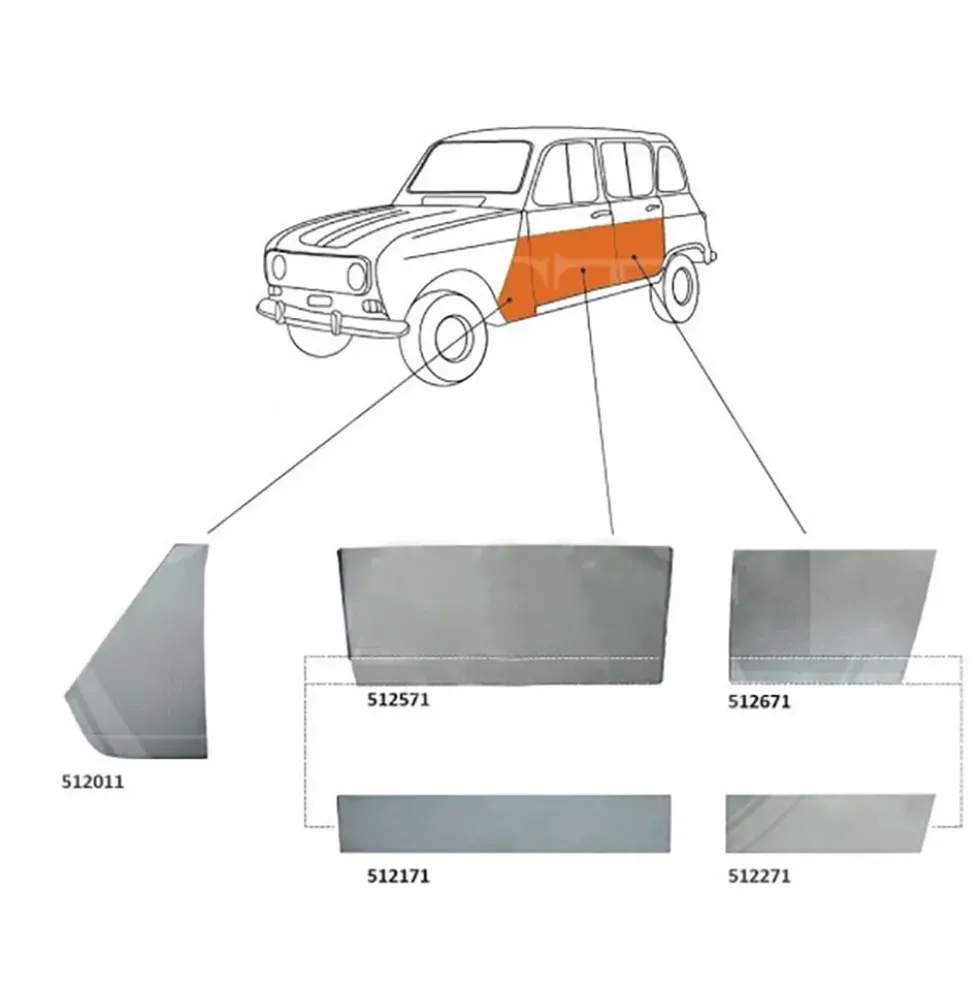 Bas de portière avant gauche pour Renault 4 (10/1961-12/1993)