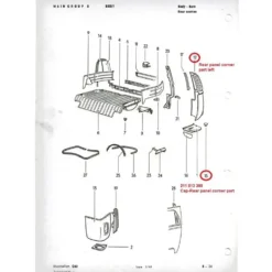 Capuchon obturateur sur coins arrières pour VOLKSWAGEN Combi VW Bay Window (08/1967-07/1979)