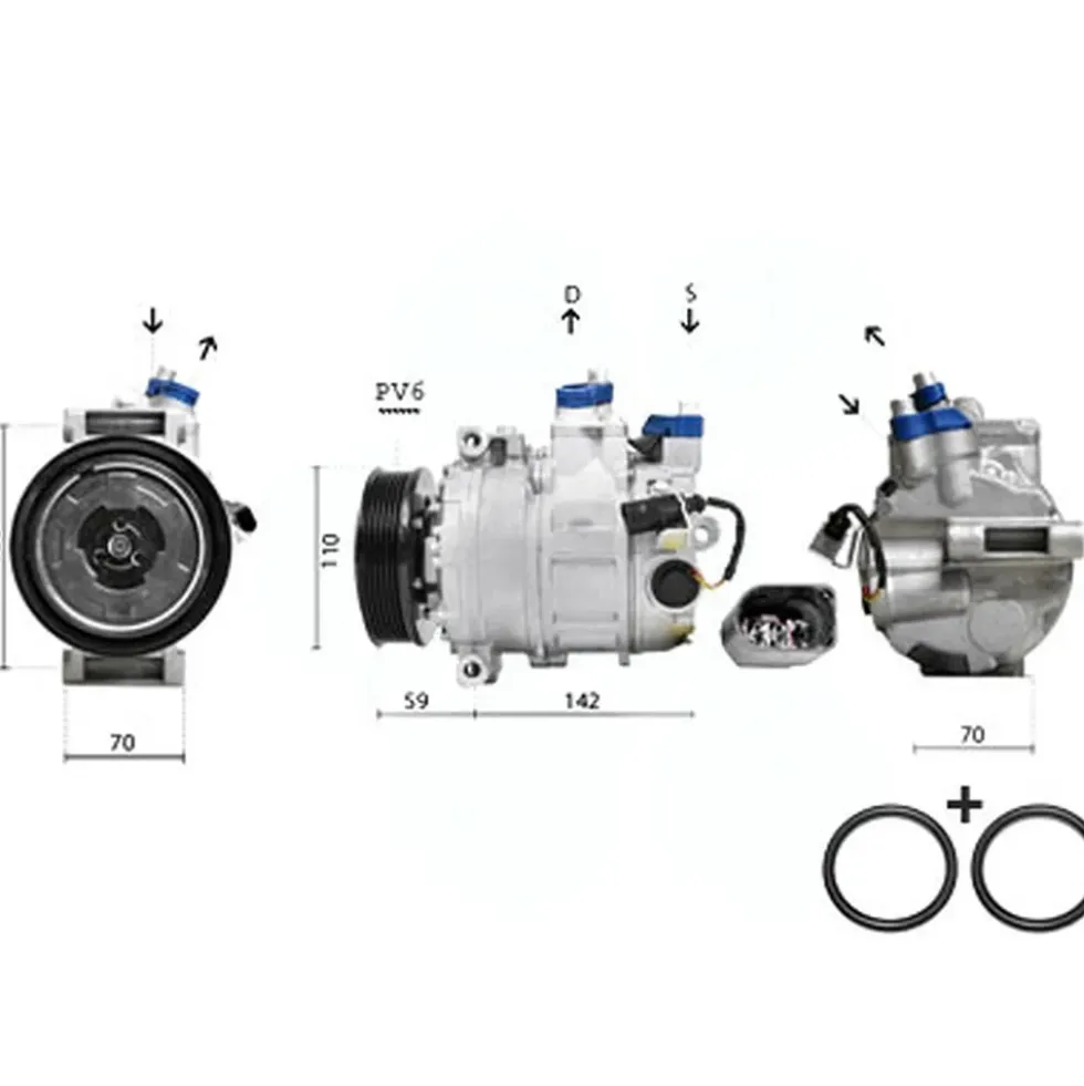 Compresseur de climatisation, montage Denso / Sanden, pour Audi A3 (8P)