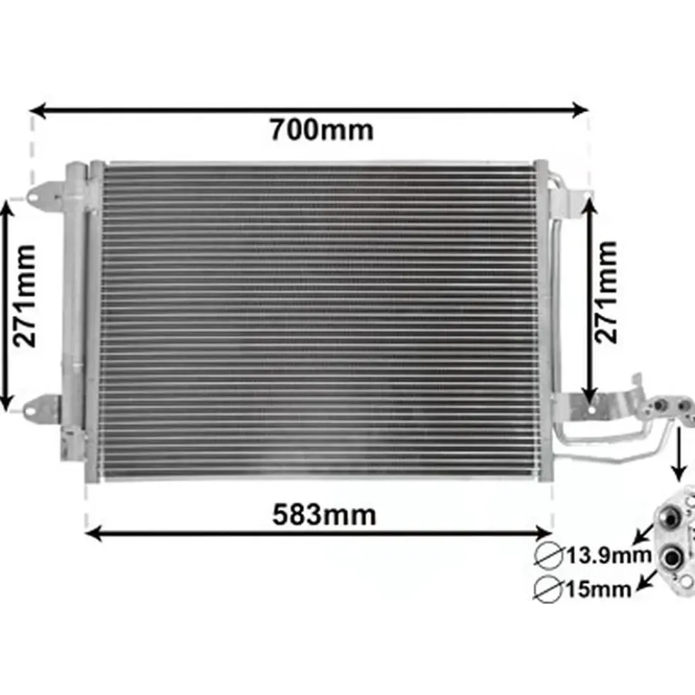 Condenseur de climatiseur pour VW Golf 5 et Golf 6