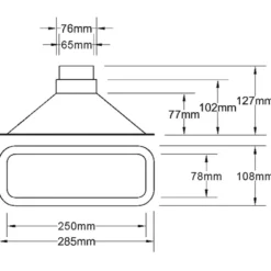 Écope d'air rectangulaire - 285 x 108 mm