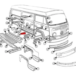 Cornière simple arrière droite pour VOLKSWAGEN Combi Bay Window (1968-1979)