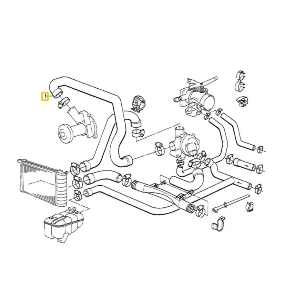 Durite d'eau entre la pompe à eau et le boîtier thermostat Topran pour BMW Série 3 E30 Série 5 E28 et E34 - moteurs M20B20 M20B25 M20B27