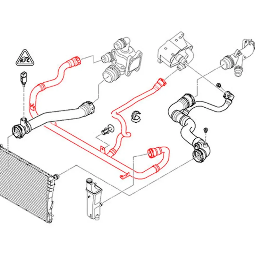 Durite d'eau rigide entre vase d'expansion et carter de thermostat pour BMW E46