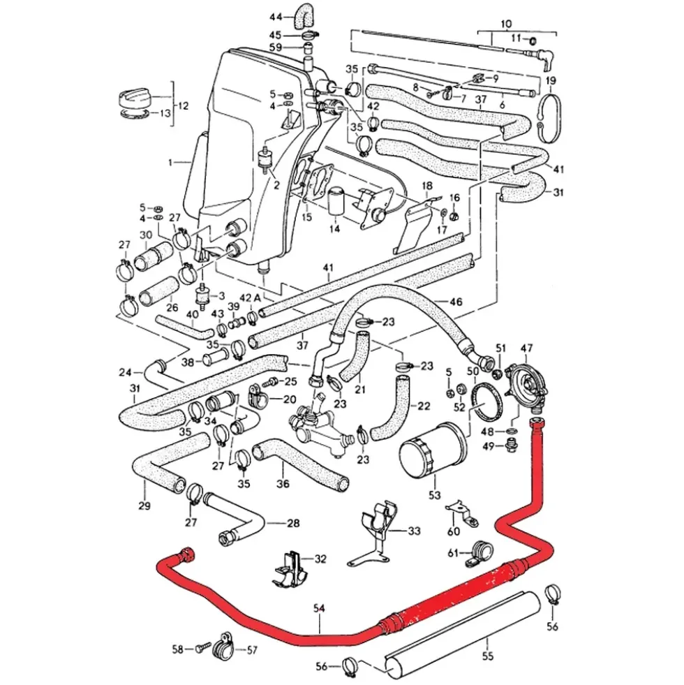 Durite rigide d'huile entre moteur et support de filtre à huile pour Porsche 911 type 964 Carrera
