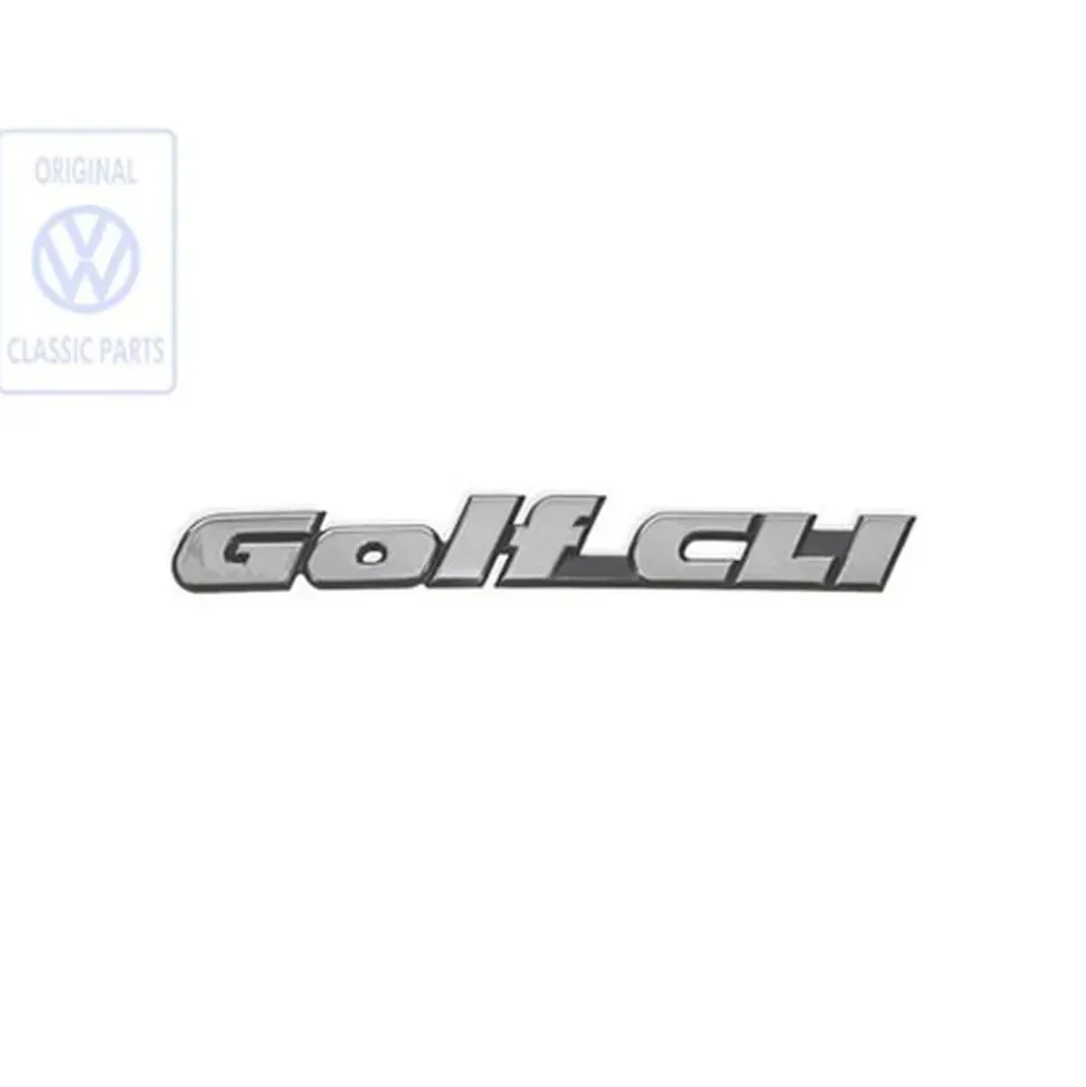 Emblème adhésif GOLF CLI chromé sur fond noir pour face arrière ou hayon de VW Golf 3 Berline et Variant CLI (11/1991-08/1998) - version Japon