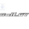 Emblème adhésif GOLF GT chromé sur fond noir pour face arrière ou hayon de VW Golf 3 Berline et Variant GT (11/1991-08/1998)