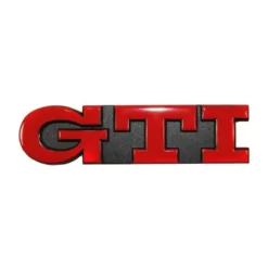 Emblème adhésif GTI rouge sur fond noir de face arrière pour VW Golf 3 GTI 16S et 16V (07/1995-08/1997)
