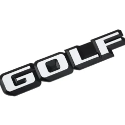Emblème GOLF blanc sur fond noir pour face arrière de VW Golf 2 (-07/1987) - sans niveau de finition