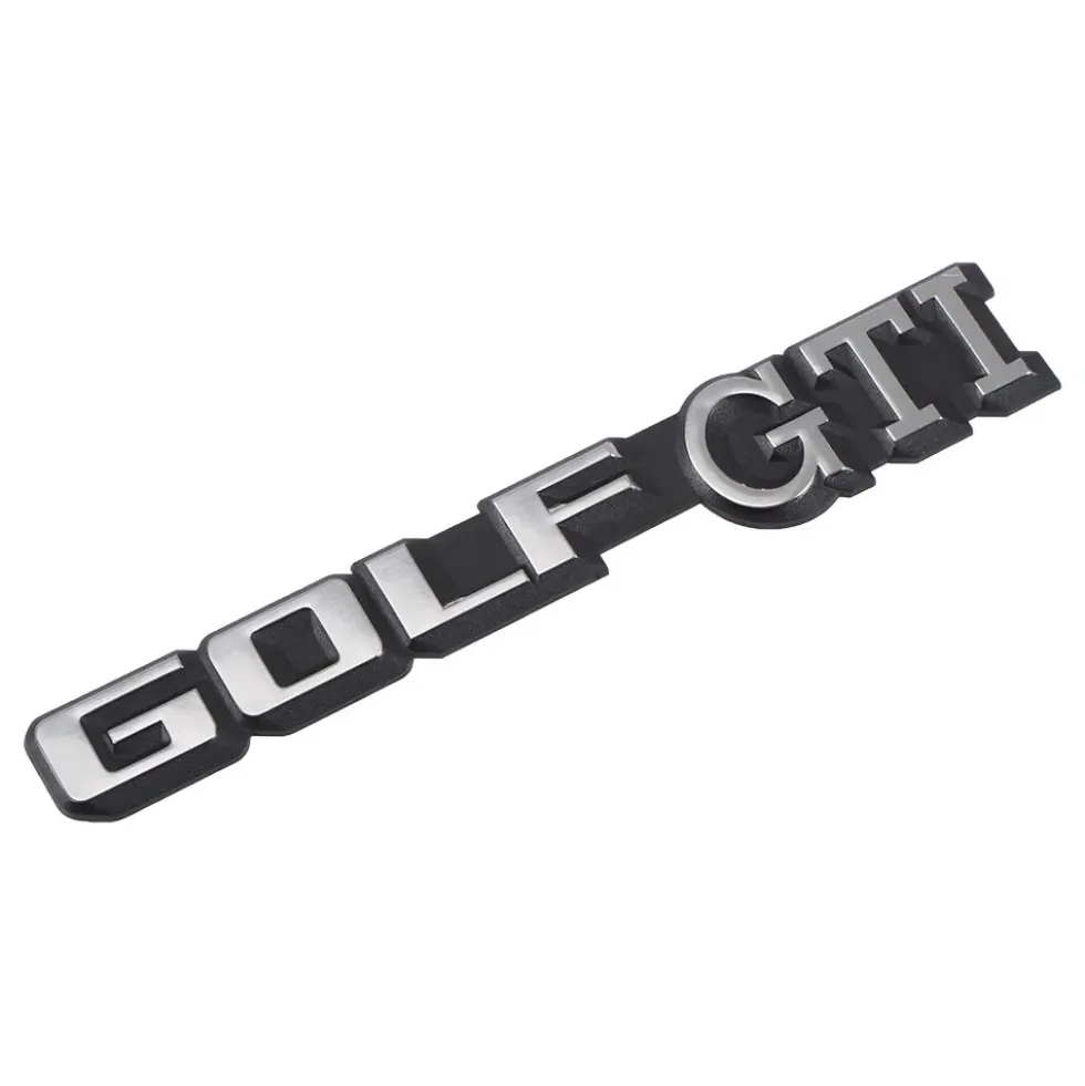 Emblème GOLF GTI argent sur fond noir pour face arrière de VW Golf 2 GTI 8S (-07/1987)