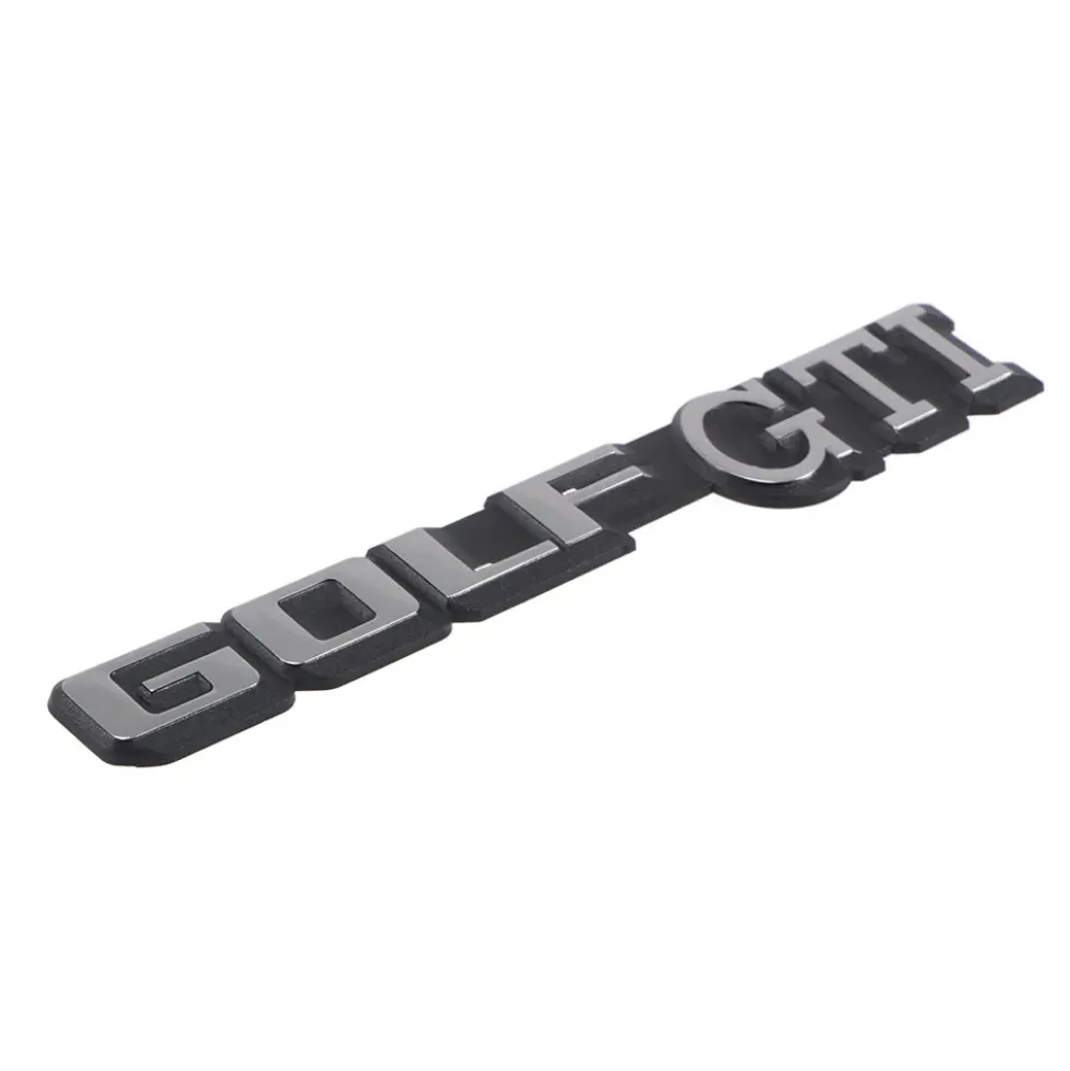 Emblème GOLF GTI argent sur fond noir pour face arrière de VW Golf 2 GTI 8S (-07/1987)