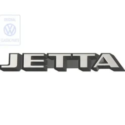 Emblème JETTA chromé sur fond noir satiné pour face arrière de VW Jetta 2 phase 1 (-07/1987) - sans niveau de finition