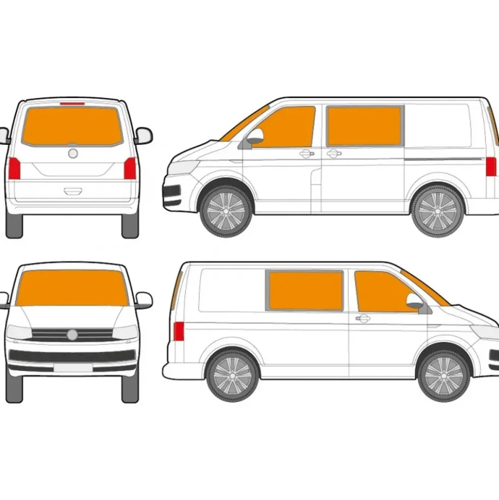 Isolants thermiques intérieurs 5 couches pour Transporter T6 Combi avec Hayon - 6 pièces