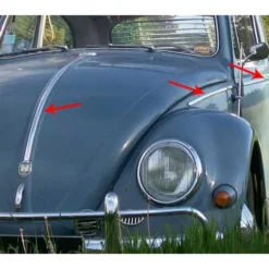 Jeu de baguettes de carrosserie pour Volkswagen Coccinelle Berline (10/1952-10/1962) - Alu