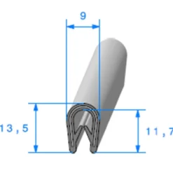 Joint à armature métallique gris - 9 x 13,5 mm