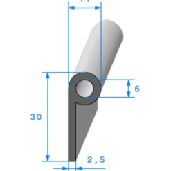 Joint de bas de porte noir - 11 x 30 mm