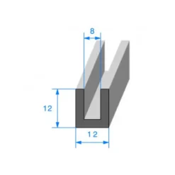 Joint de calage en forme de U - 12 x 12 mm
