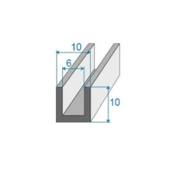 Joint de calage noir en forme de U - 10 x 10 mm