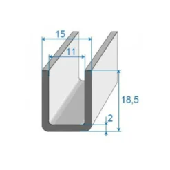 Joint de calage noir en forme de U - 15 X 18,5 mm