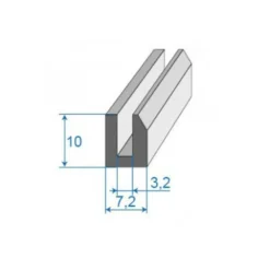 Joint de calage noir en forme de U - 7,2 x 10 mm
