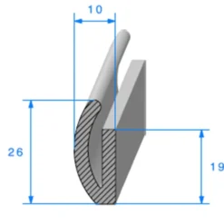 Joint de coffre noir - 10 x 26 mm