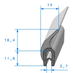 Joint de coffre sur armature métallique - 7,5 x 16,4 mm
