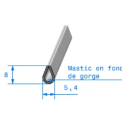 Joint de finition au profil en U - 5,4 x 8 mm