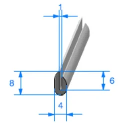 Joint de finition en U - 4 x 8 mm