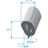 Joint de pare brise - 16,5 x 20 mm