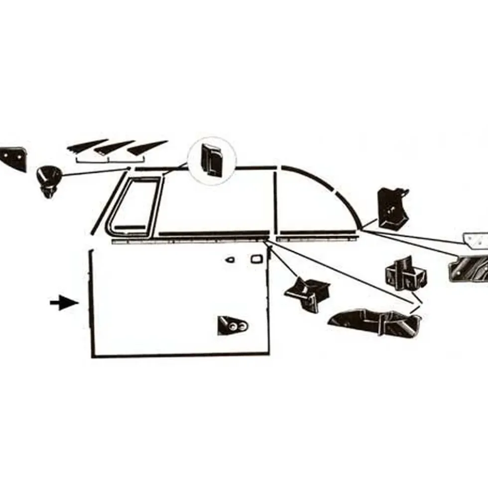 Joint de porte gauche pour VOLKSWAGEN Coccinelle Cabriolet (08/1964-12/1979)