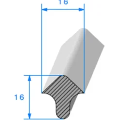 Joint de porte noir - 16 x 16 mm