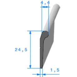 Joint de porte noir - 4,5 x 25 mm