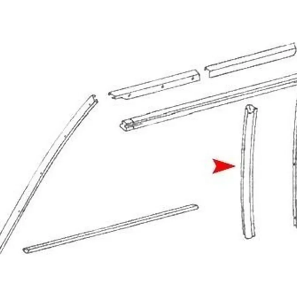 Joint vertical de vitre gauche pour Mercedes SL R107