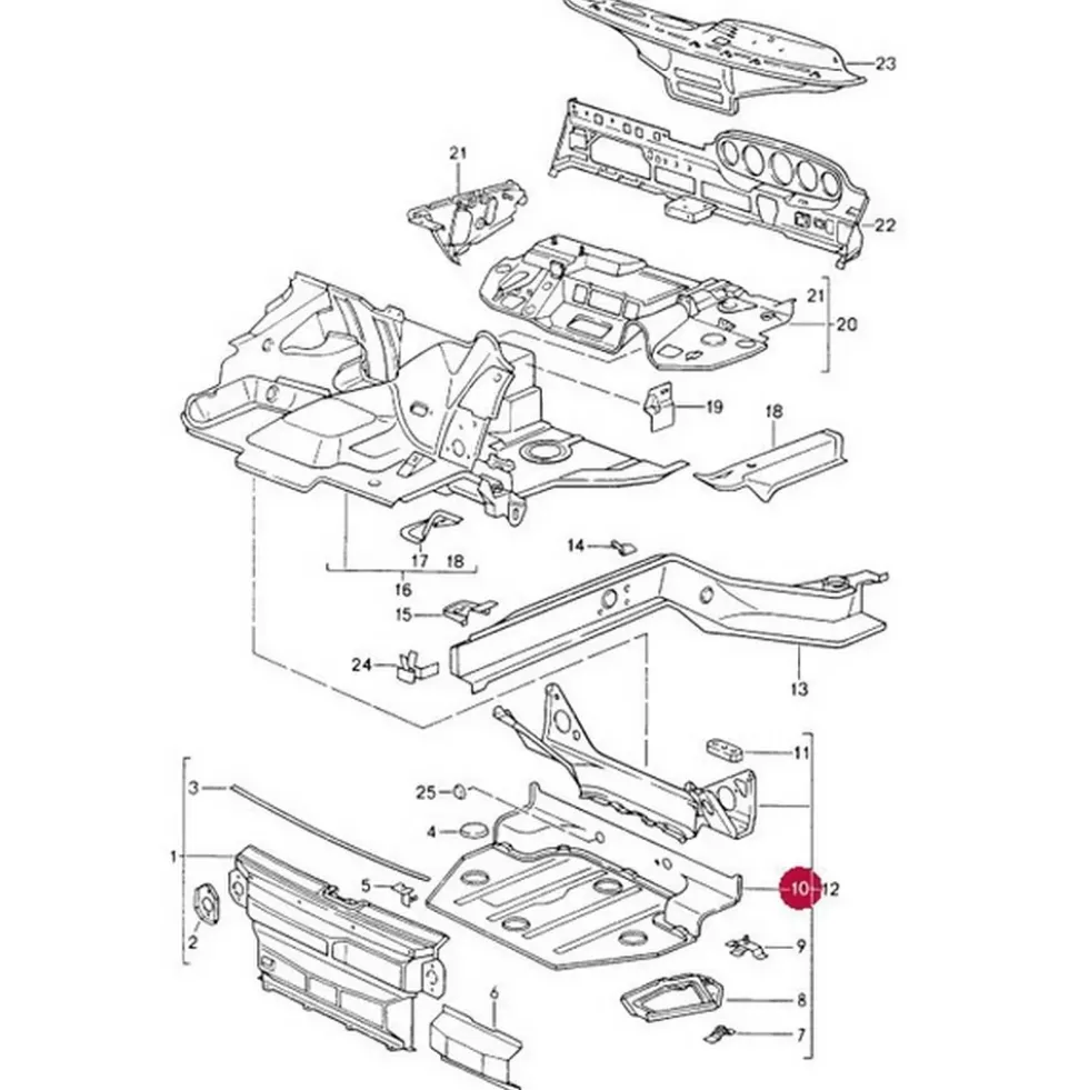 Logement de roue de secours pour Porsche 964 (1989-1994)