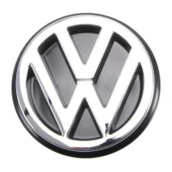 Logo VW chromé sur fond noir de centre de face arrière ou de coffre pour VW Corrado Passat B3 et Polo 2F (02/1988-07/1995)