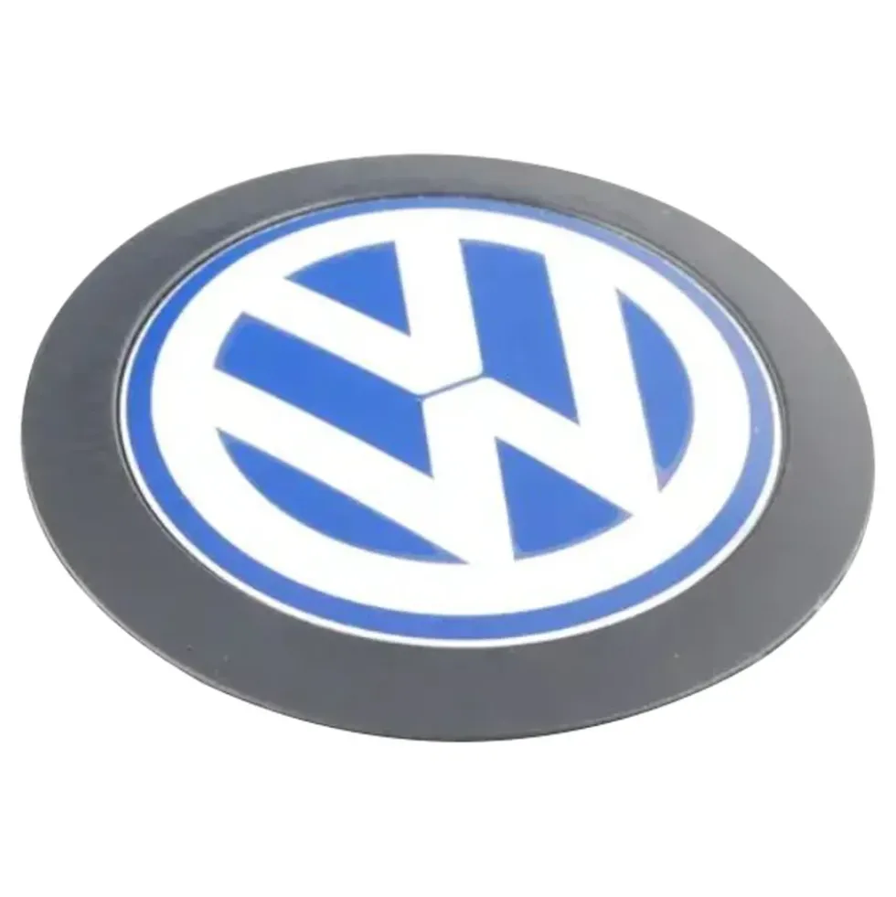 Logo VW en couleur bleu et blanc de cache moteur plastique pour VW Golf 4 Bora Caddy 2 Lupo Passat B5 Polo 6N et Transporter T4 (1995-2005)