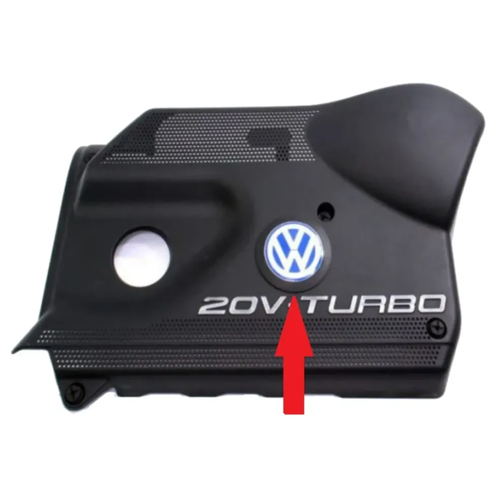 Logo VW en couleur bleu et blanc de cache moteur plastique pour VW Golf 4 Bora Caddy 2 Lupo Passat B5 Polo 6N et Transporter T4 (1995-2005)