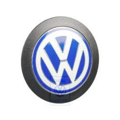 Logo VW en couleur bleu et blanc de cache moteur plastique pour VW Golf 4 Bora Caddy 2 Lupo Passat B5 Polo 6N et Transporter T4 (1995-2005)