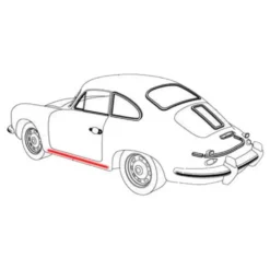 Moulure de bas de caisse pour Porsche 356 B T6, 356 C et 356 Speedster