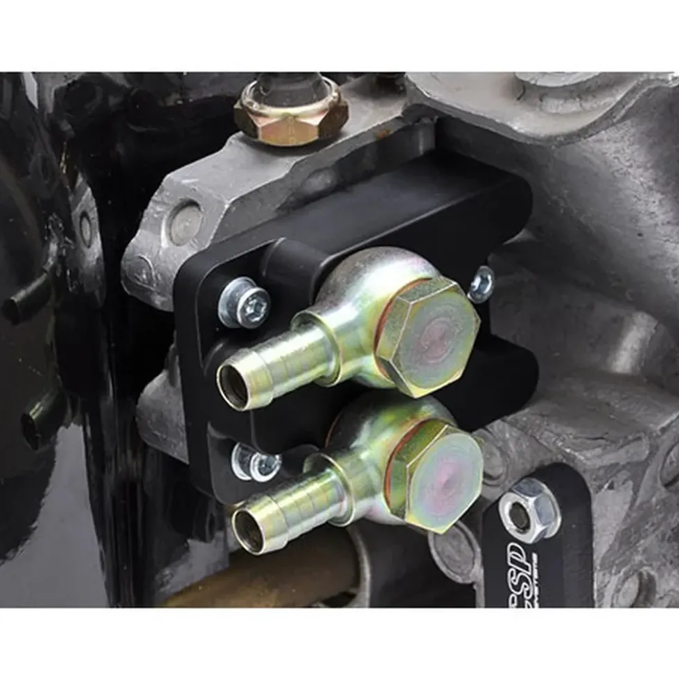 Platine de départ / retour d'huile pour radiateur extérieur sur moteurs T4 - 3/8"