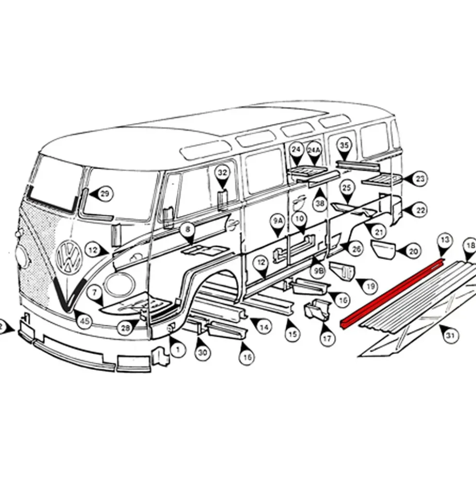 Renfort latéral intérieur bas de caisse pour VOLKSWAGEN Combi Split Brazil (1957-1975)
